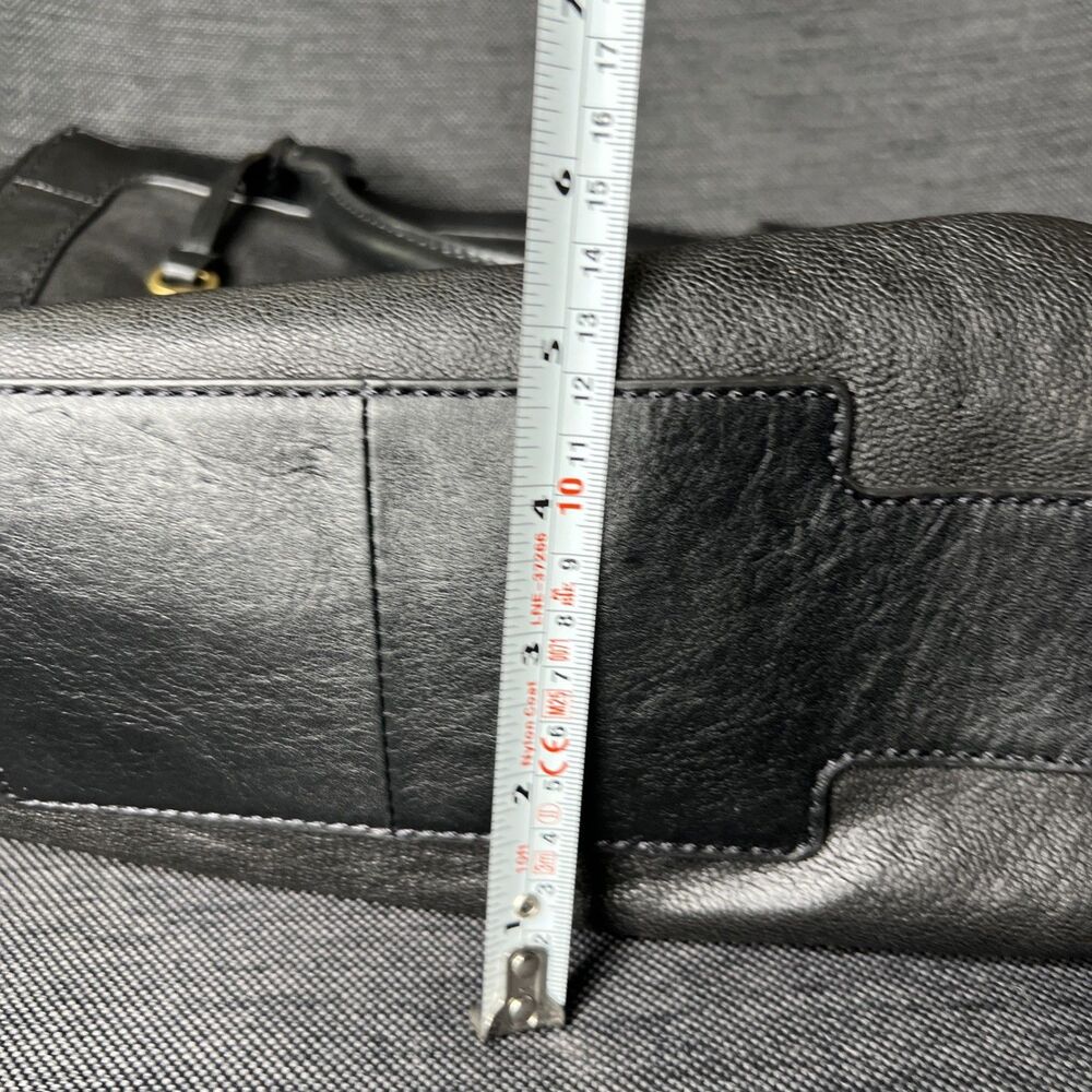 Fossil Logan Black Leather Satchel Shoulder Bag Crossbody Purse With Strap - Picture 13 of 14